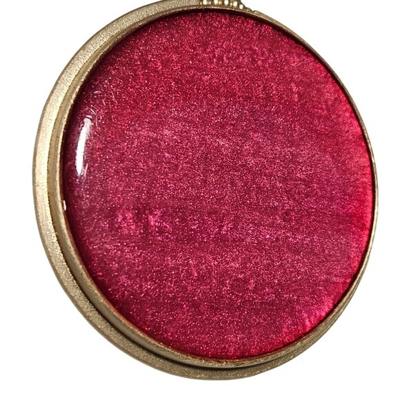 Chicos Reversible Druzy Peach Red Large Pendant Gold Tone Statement Necklace - Picture 4 of 6